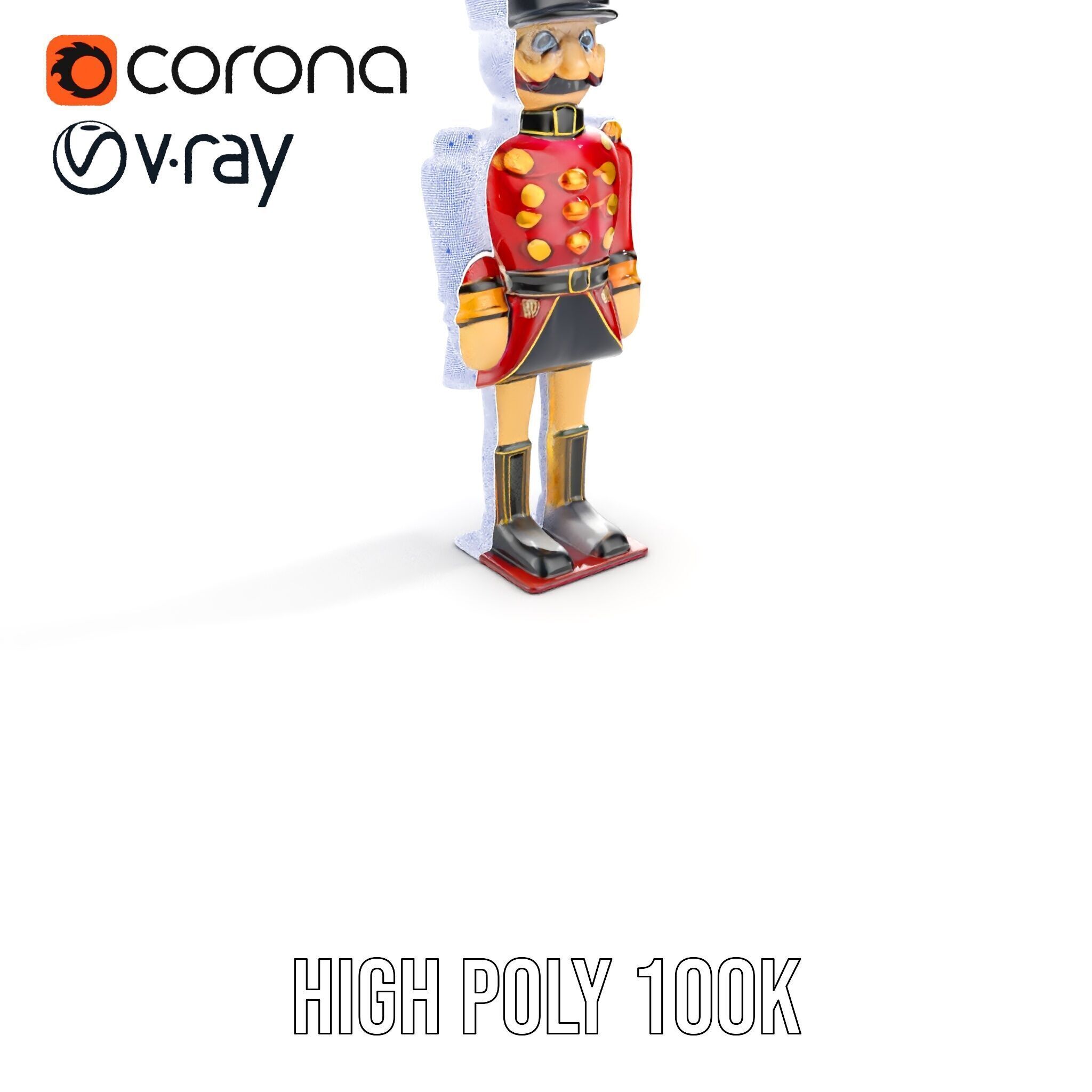 Toy Soldier Model Pack Red Wooden Figure Low-poly 3D model_23