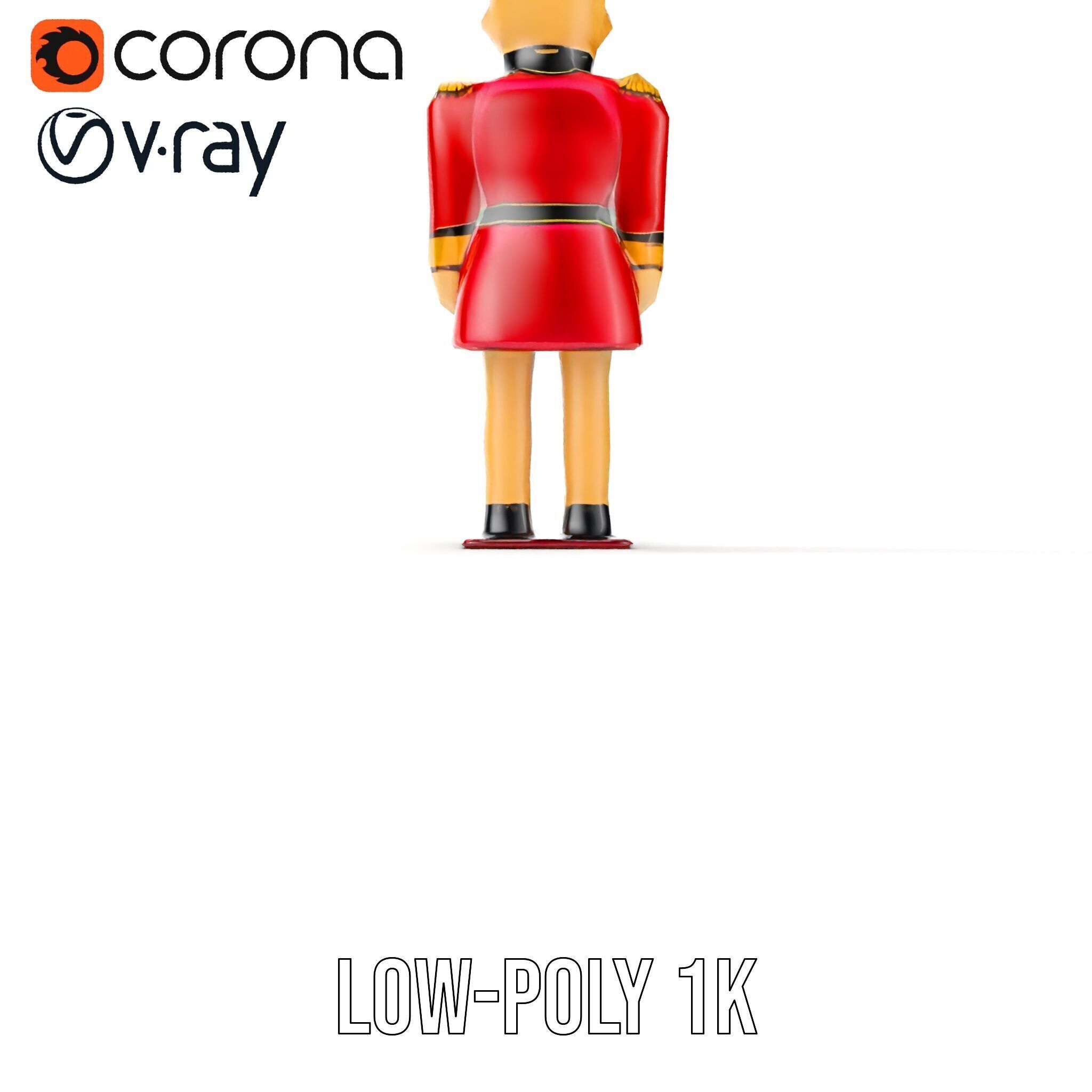 Toy Soldier Model Pack Red Wooden Figure Low-poly 3D model_14