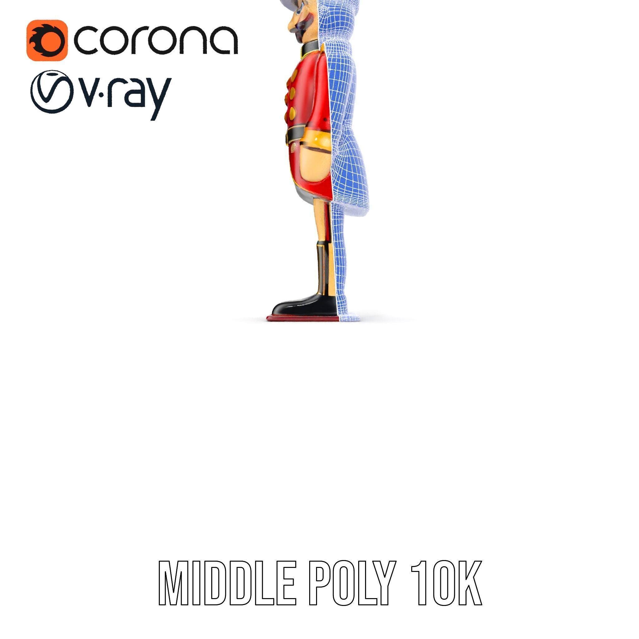 Toy Soldier Model Pack Red Wooden Figure Low-poly 3D model_30