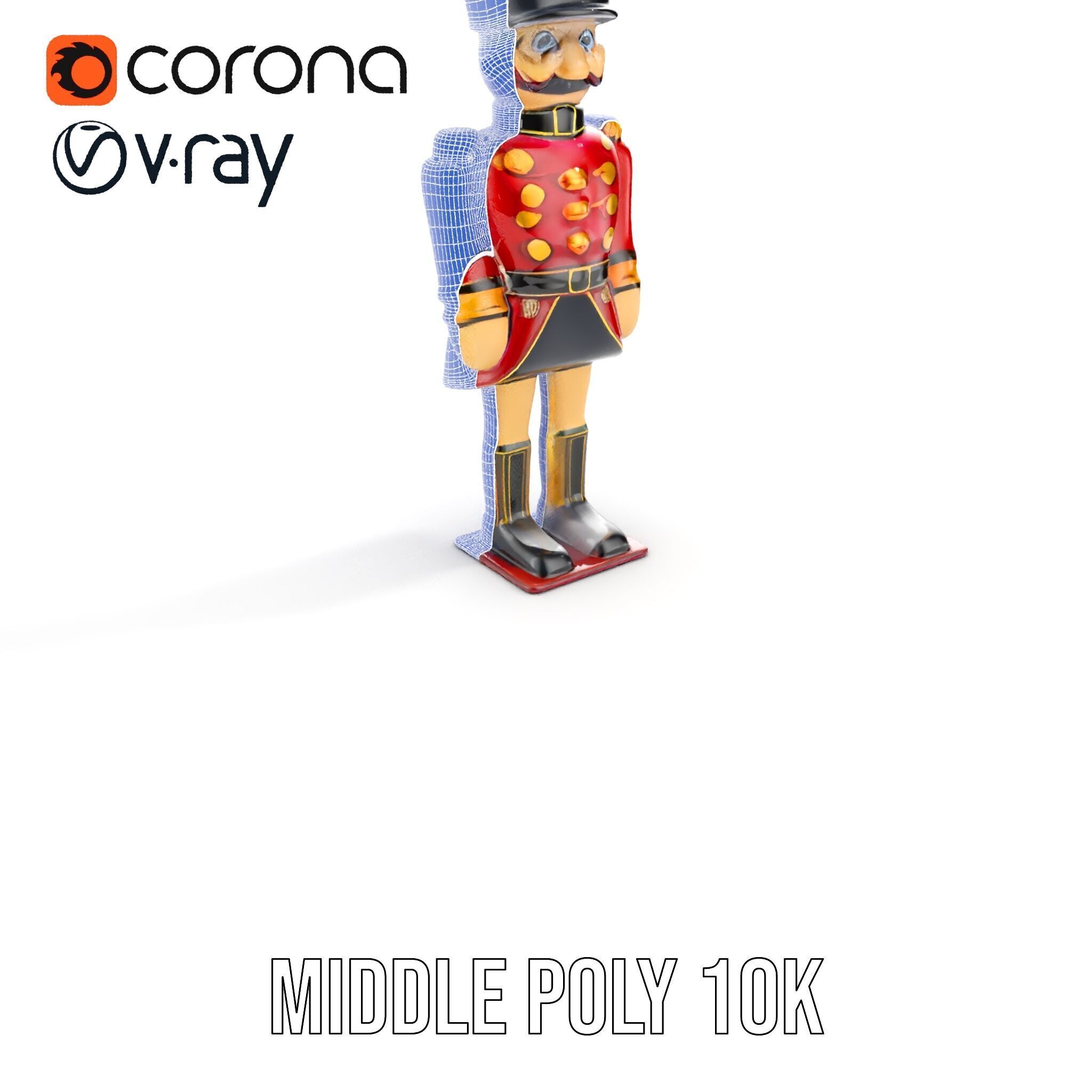 Toy Soldier Model Pack Red Wooden Figure Low-poly 3D model_27