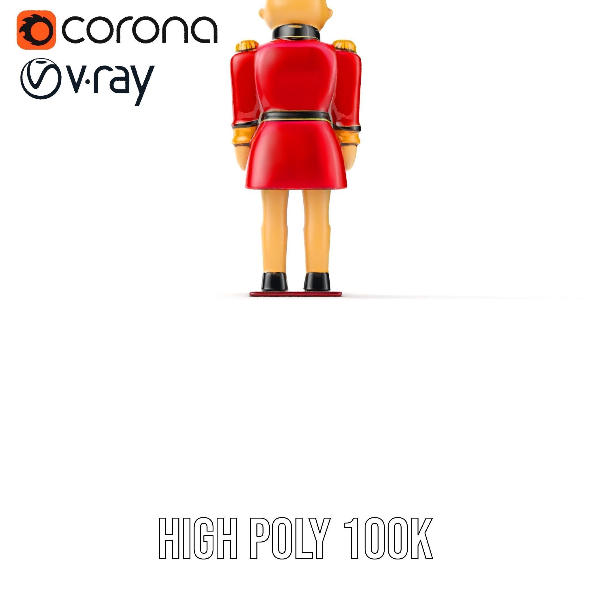 Toy Soldier Model Pack Red Wooden Figure Low-poly 3D model_17