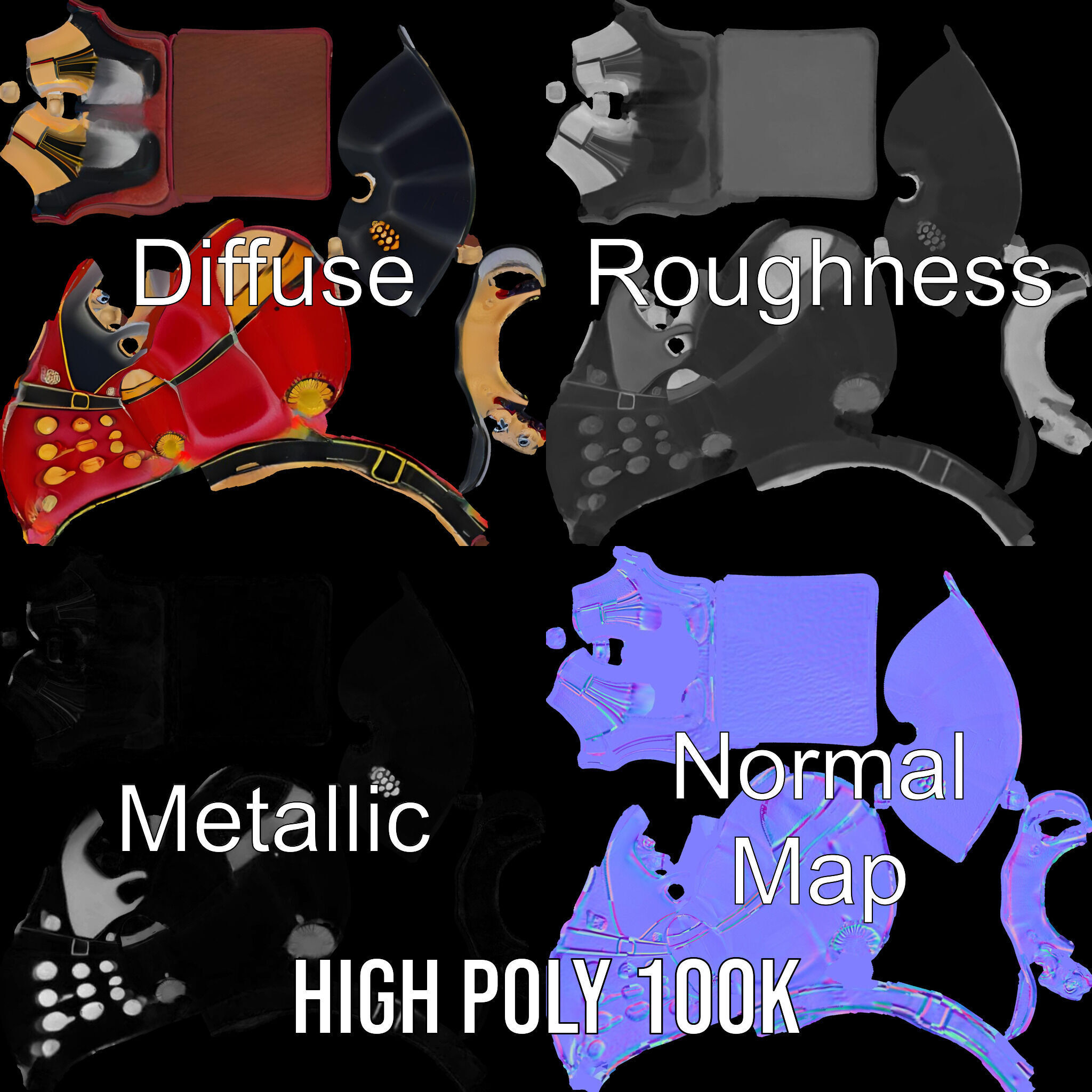 Toy Soldier Model Pack Red Wooden Figure Low-poly 3D model_3