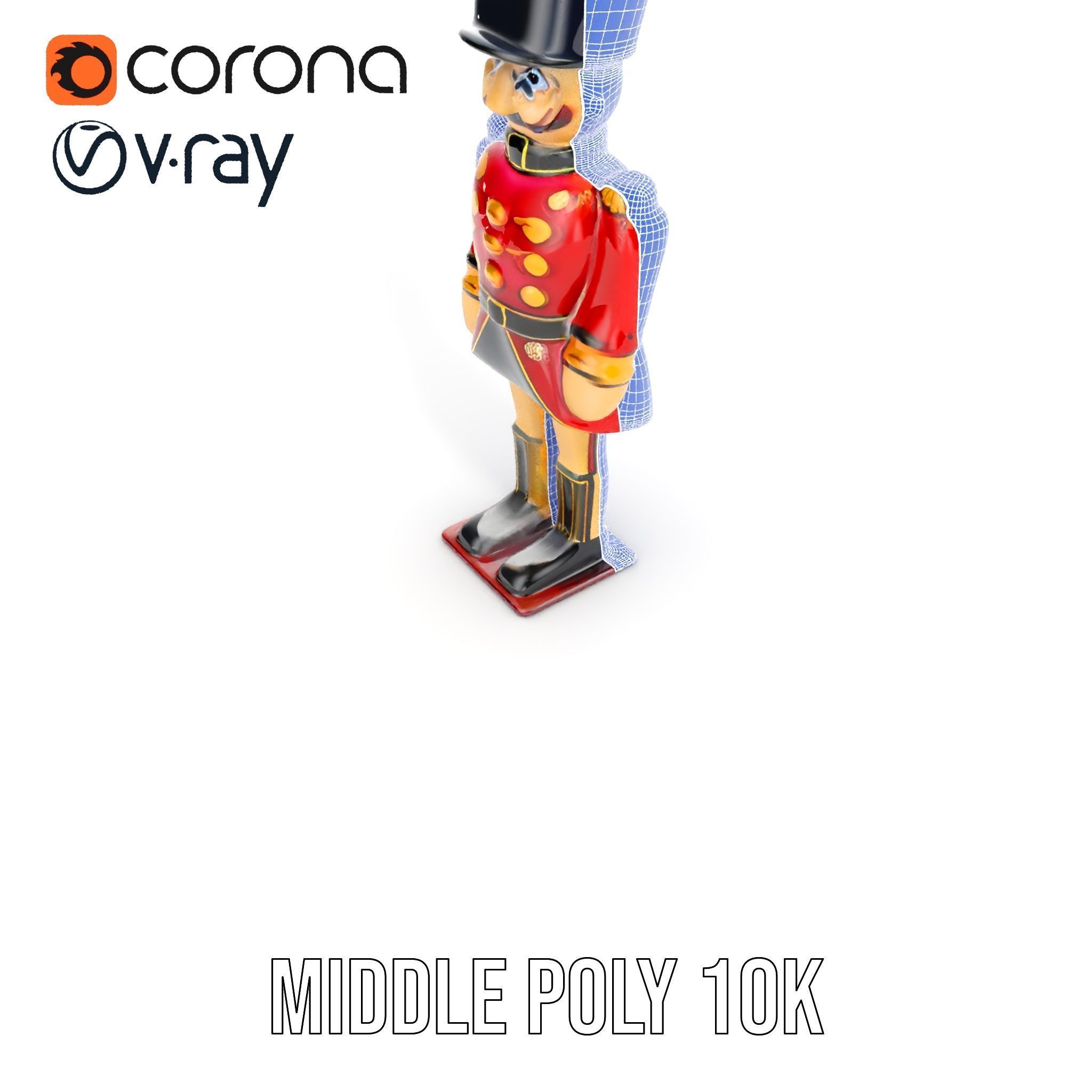 Toy Soldier Model Pack Red Wooden Figure Low-poly 3D model_18