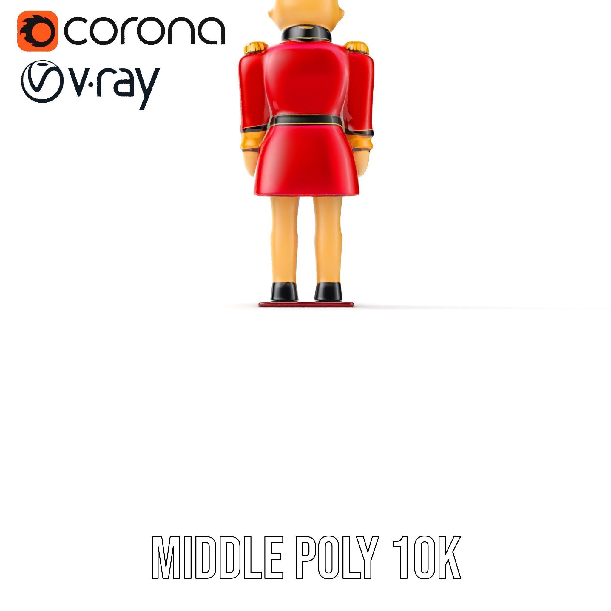 Toy Soldier Model Pack Red Wooden Figure Low-poly 3D model_15