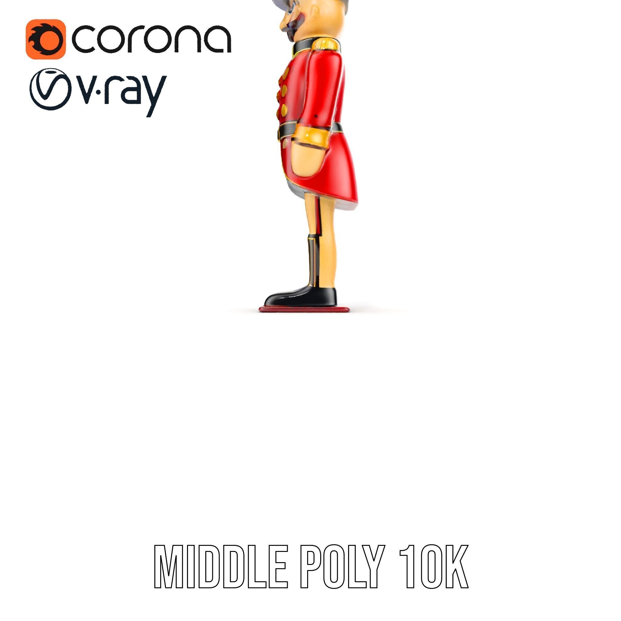 Toy Soldier Model Pack Red Wooden Figure Low-poly 3D model_24