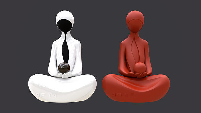 Zen Void  Abstract Meditating Figure 3D print model