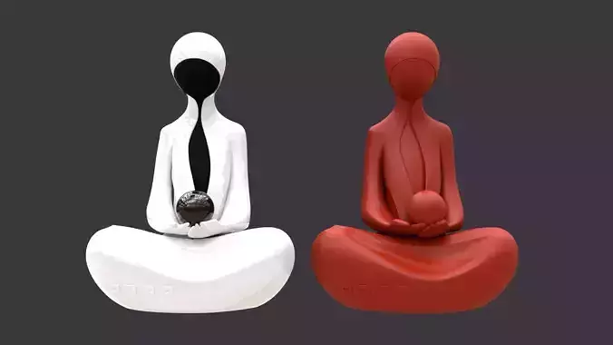 Zen Void  Abstract Meditating Figure