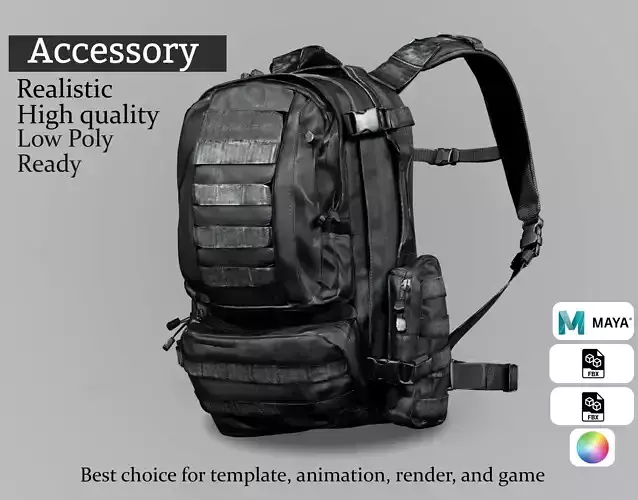 Realistic Urban Combat Backpack - Game Ready Asset Low-poly 3D model