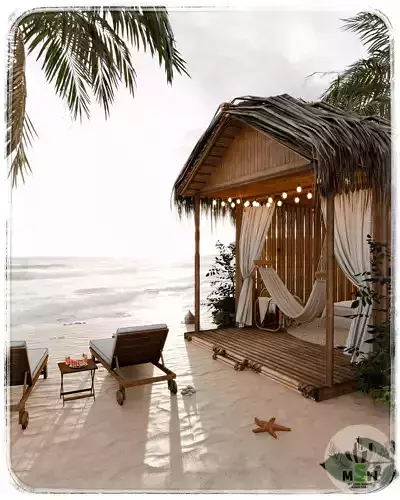 Beach House Blender Scene - SUNRISE 3D model