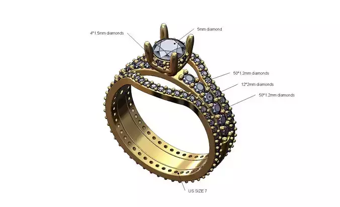 Curved etrenity gurads hidden setting 5mm diamond ring US size 7