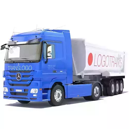 Mercedes Actros with Dumper Trailer  3D model Mercedes Actros with Dumper Trailer  3D model