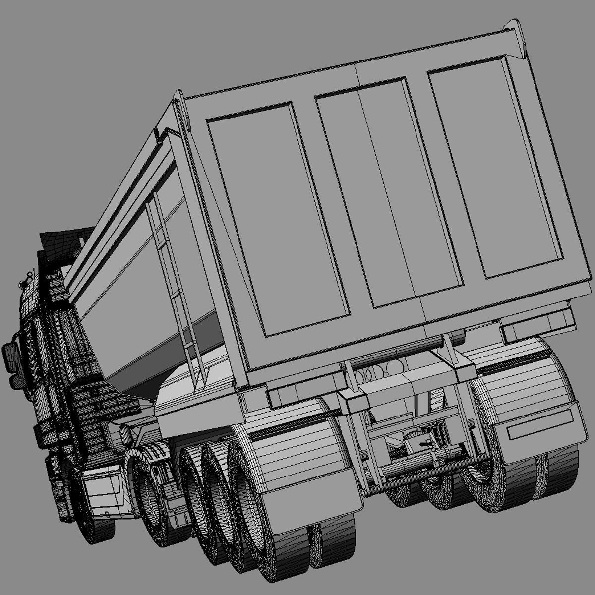 Mercedes Actros with Dumper Trailer  3D model_7