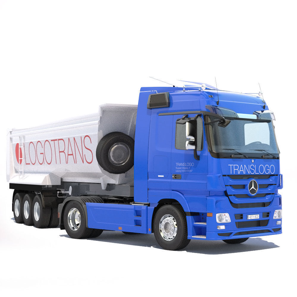 Mercedes Actros with Dumper Trailer  3D model_2