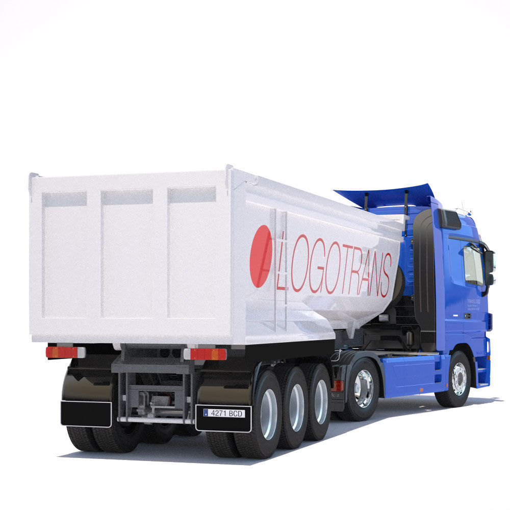Mercedes Actros with Dumper Trailer  3D model_3