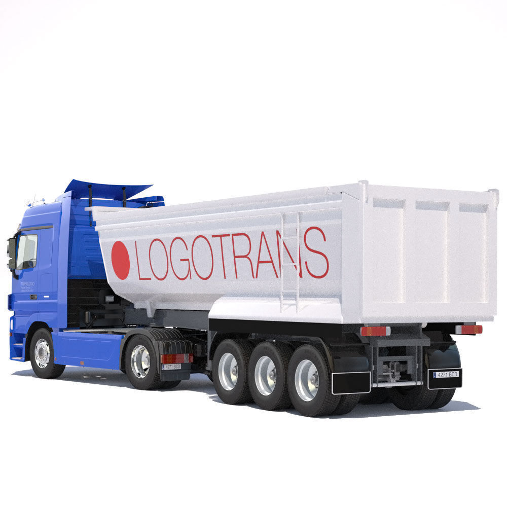 Mercedes Actros with Dumper Trailer  3D model_4