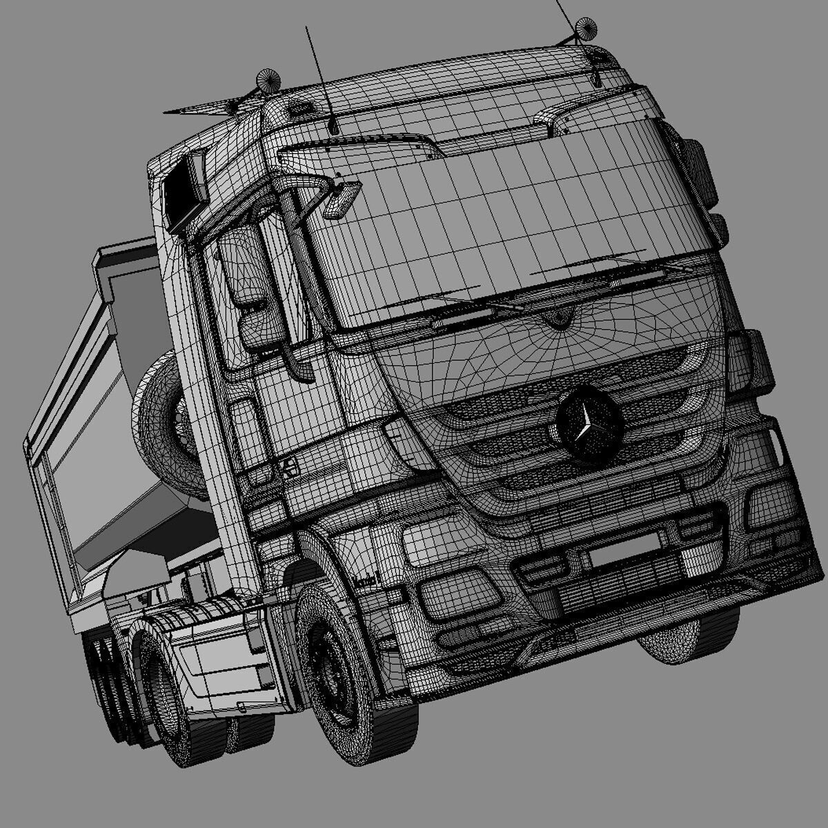 Mercedes Actros with Dumper Trailer  3D model_6