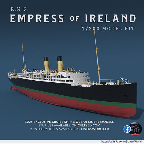 RMS EMPRESS OF IRELAND  the Canadian Titanic 1-200 model kit 3D print model
