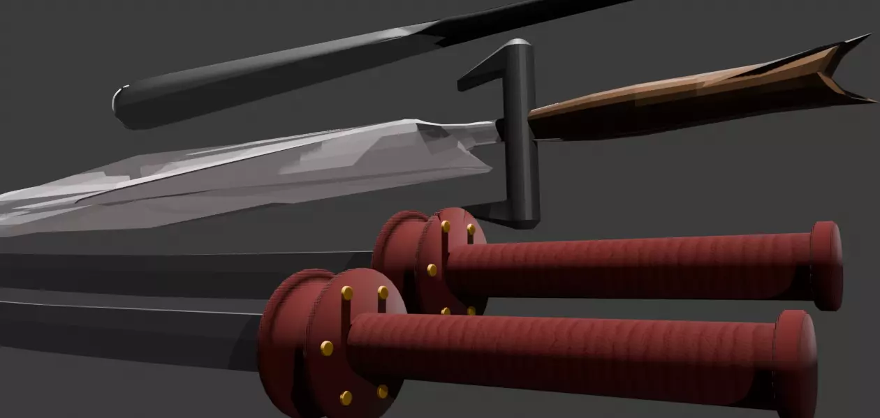 Melee Weapons Low Poly Pack Free low-poly 3D model