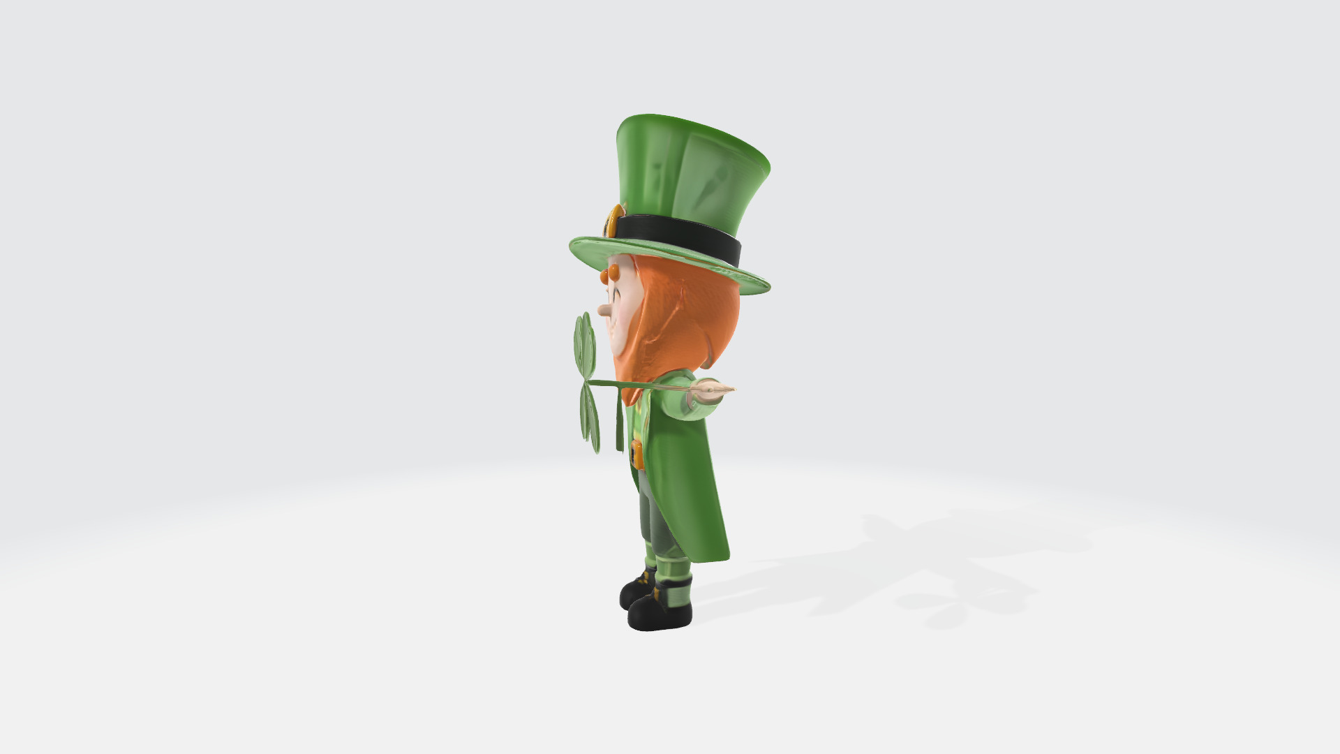 High Poly 3D Model Cute Irish Character Green Outfit Shamrock  3D model_2