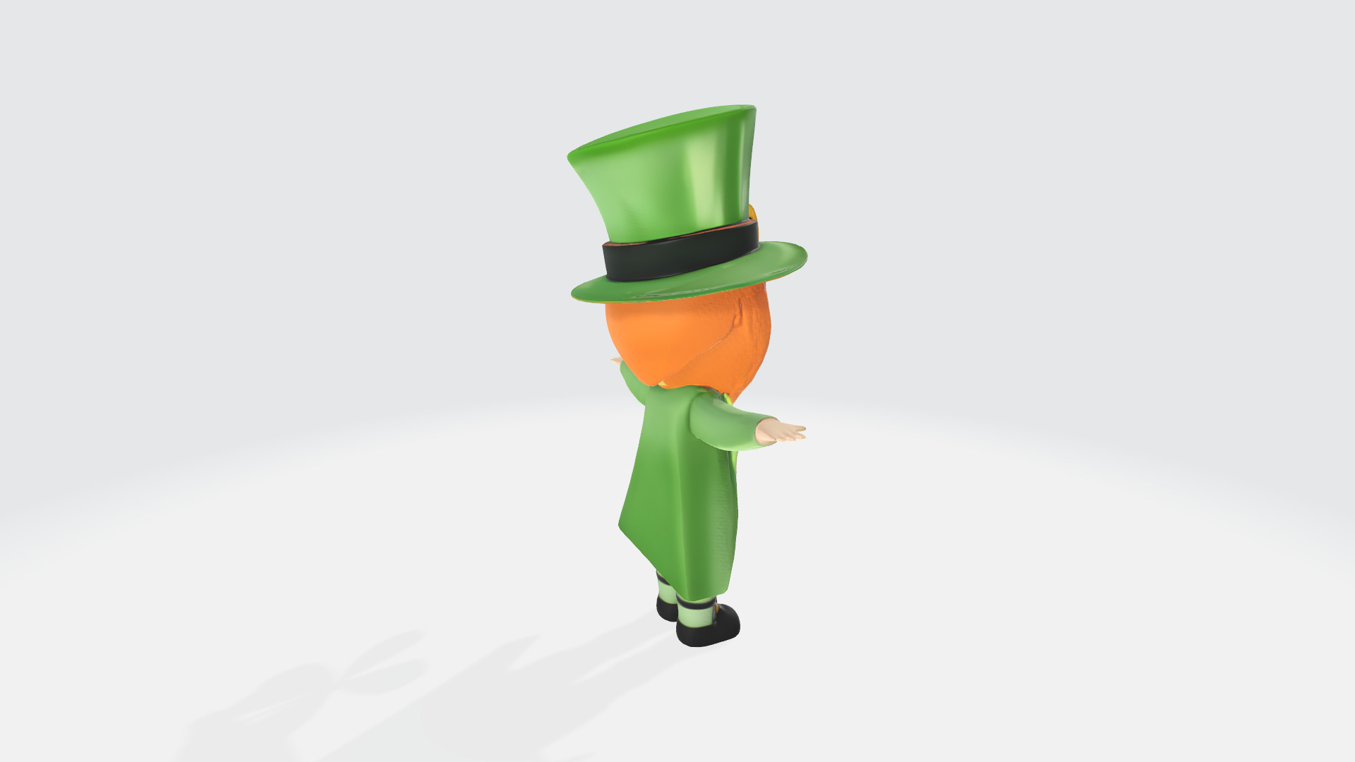 High Poly 3D Model Cute Irish Character Green Outfit Shamrock  3D model_5