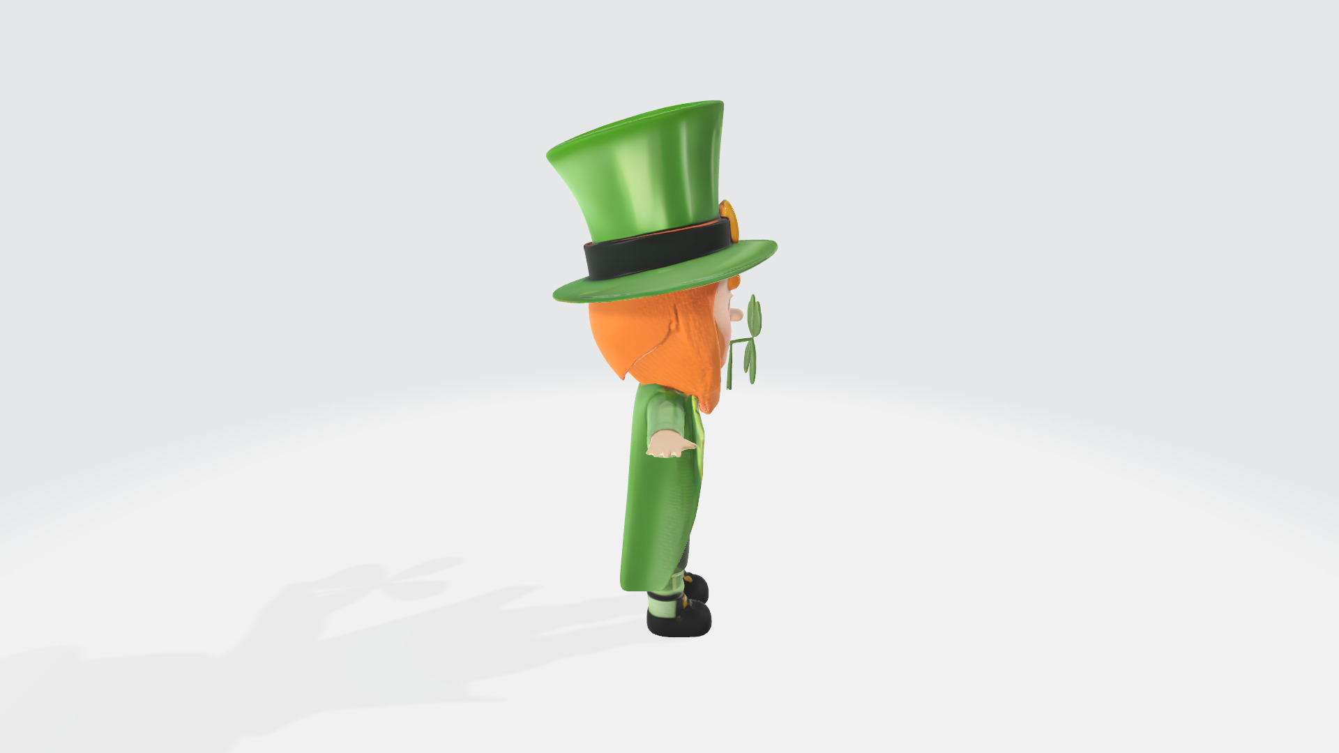 High Poly 3D Model Cute Irish Character Green Outfit Shamrock  3D model_6