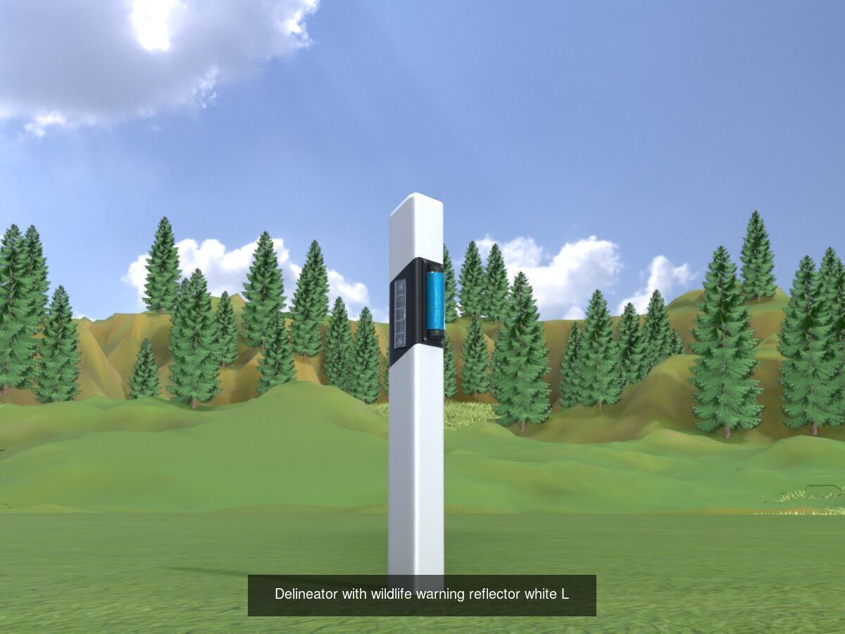 Delineators with wildlife warning reflector 3D Model Collection_7