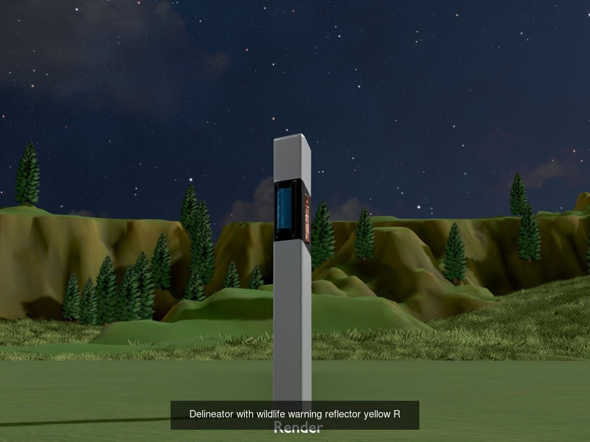 Delineators with wildlife warning reflector 3D Model Collection_5