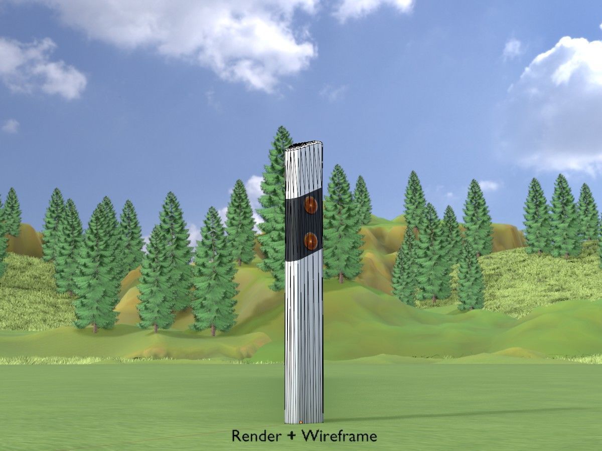 Delineators with wildlife warning reflector 3D Model Collection_29