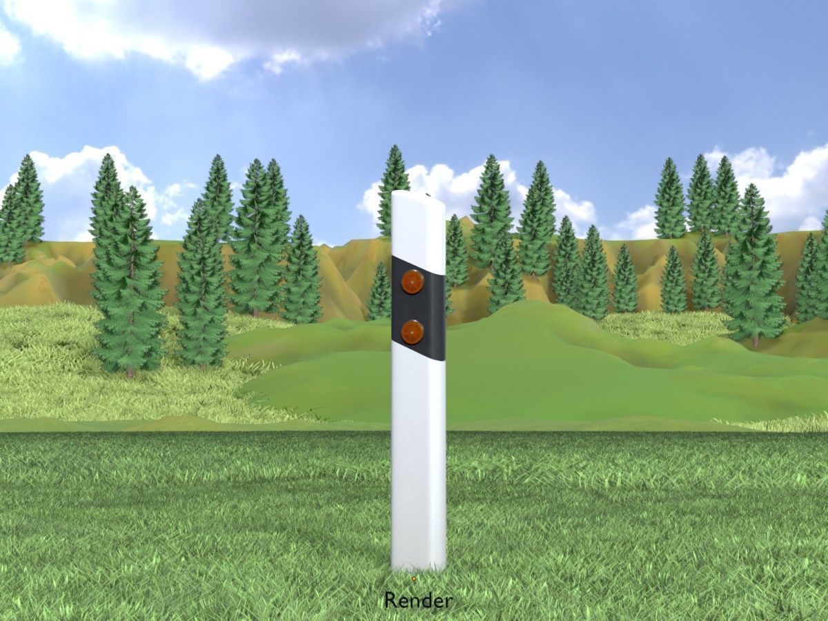 Delineators with wildlife warning reflector 3D Model Collection_58