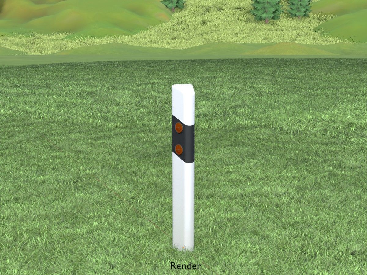 Delineators with wildlife warning reflector 3D Model Collection_78