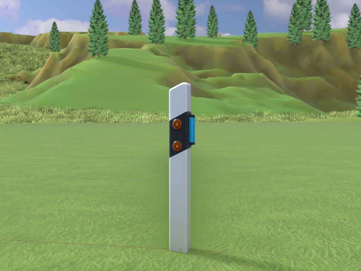 Delineators with wildlife warning reflector 3D Model Collection_17