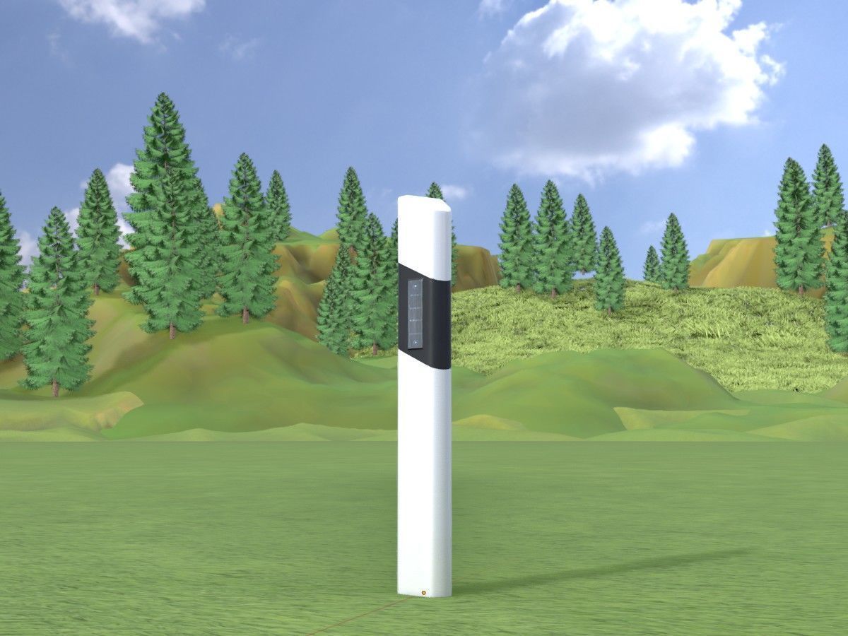 Delineators with wildlife warning reflector 3D Model Collection_16