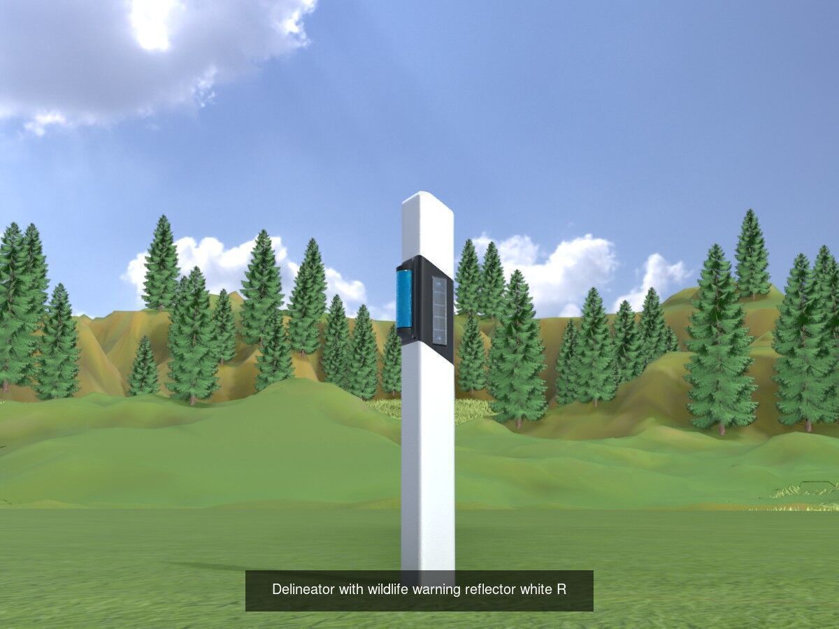 Delineators with wildlife warning reflector 3D Model Collection_8