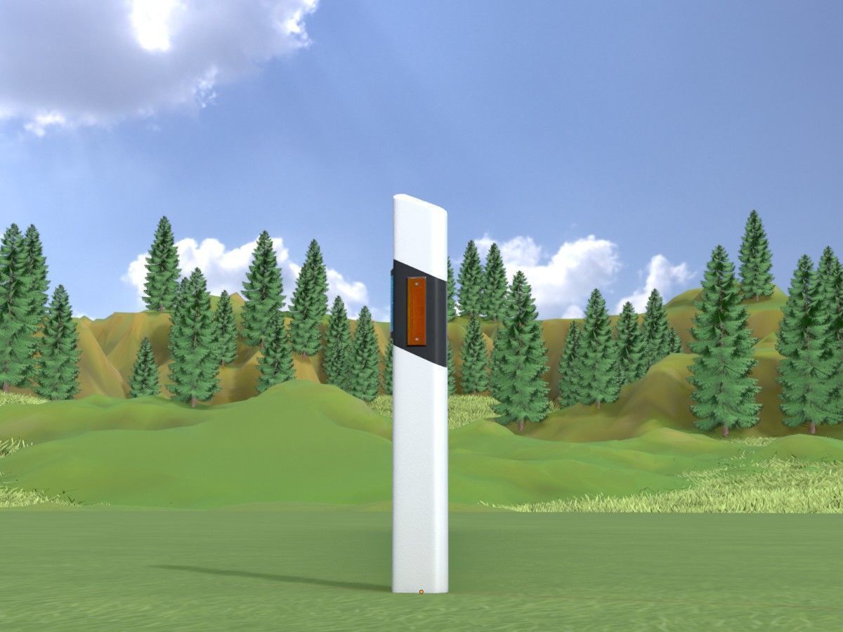 Delineators with wildlife warning reflector 3D Model Collection_9