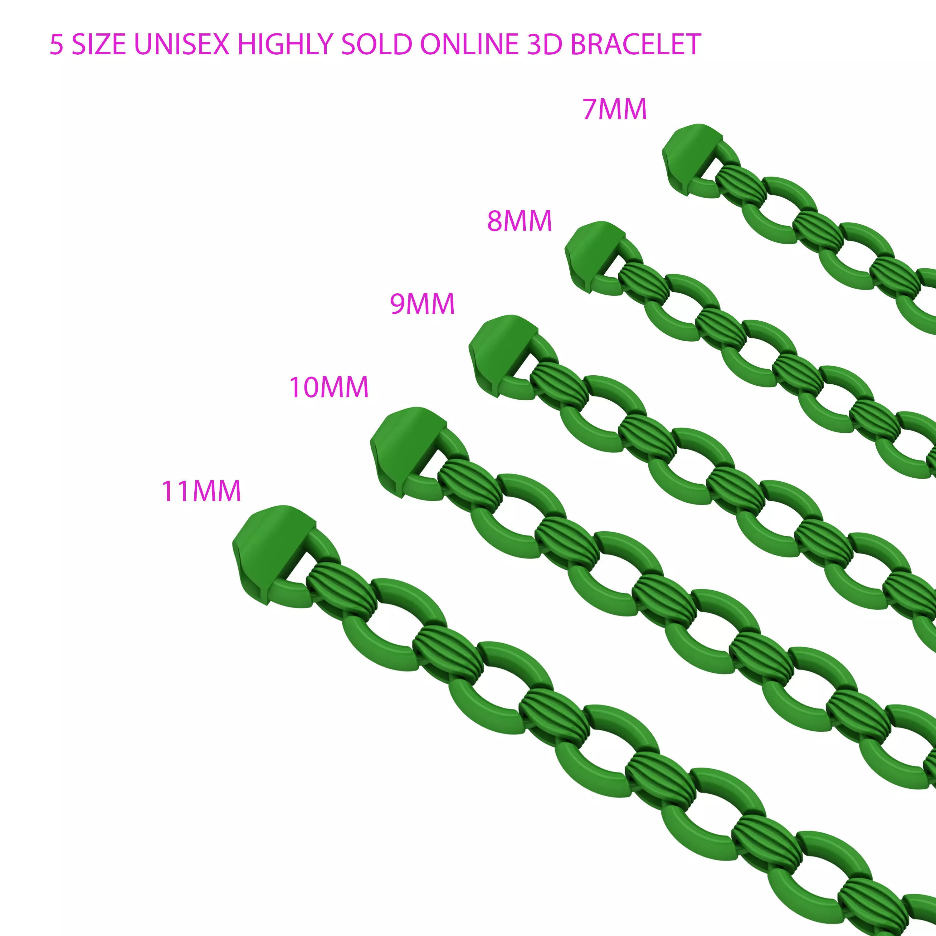 5 SIZE UNISEX HIGHLY SOLD ONLINE 3D BRACELET 3D Model Collection_0