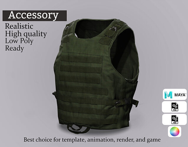 Realistic Combat Vest- Game Ready 3D Model Low-poly 3D model