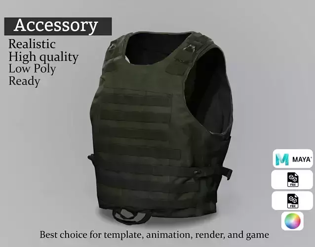 Realistic Combat Vest- Game Ready 3D Model Low-poly 3D model