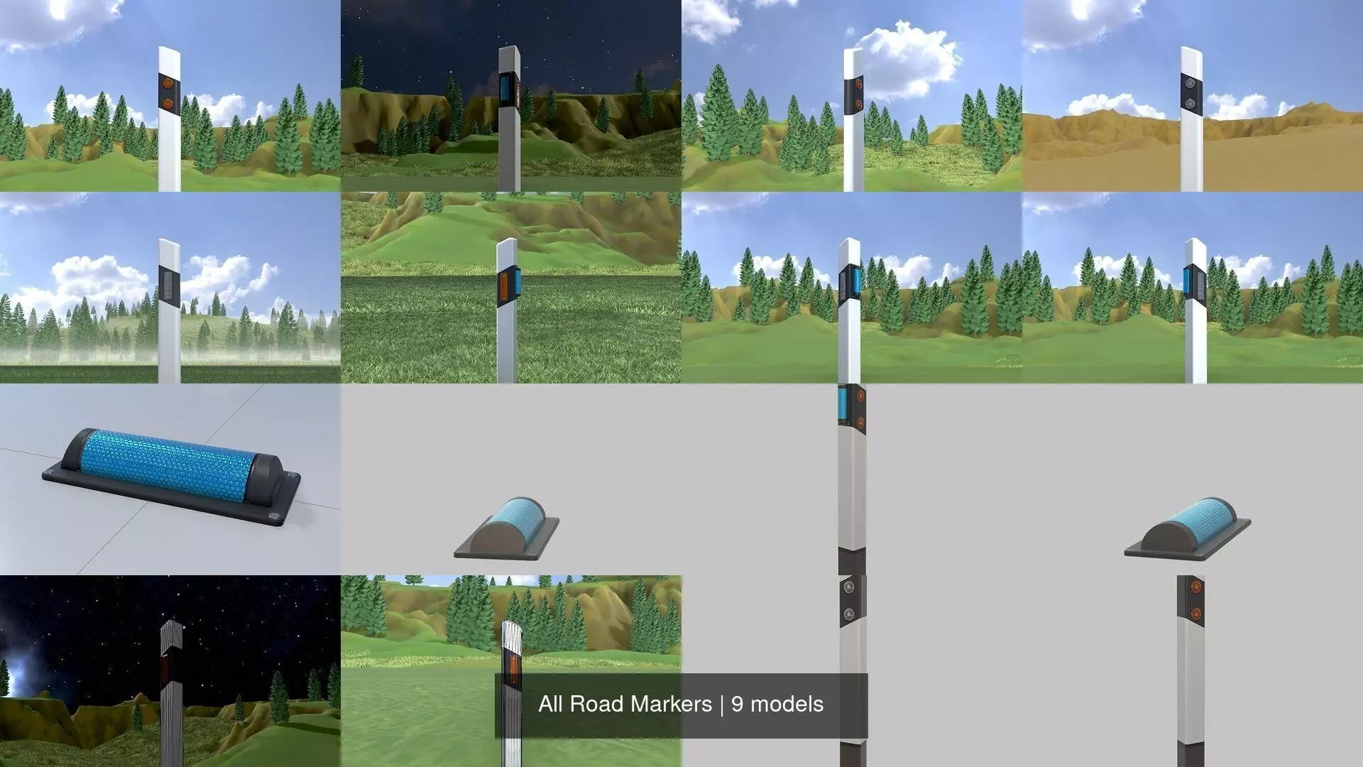 All Road Markers 3D Model Collection_0