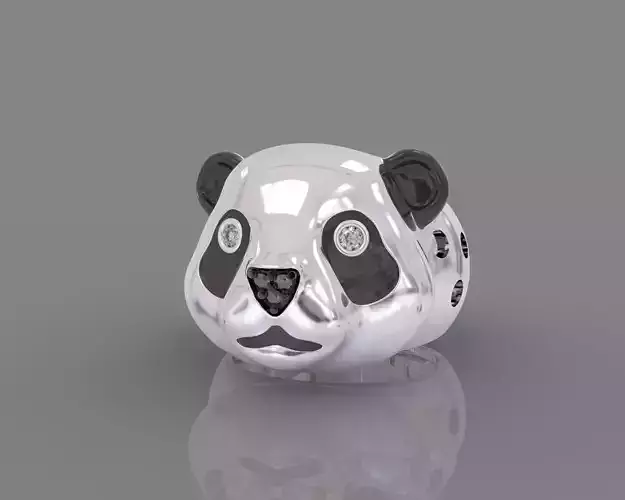 Ring panda bear with enamel and gems 3D print model