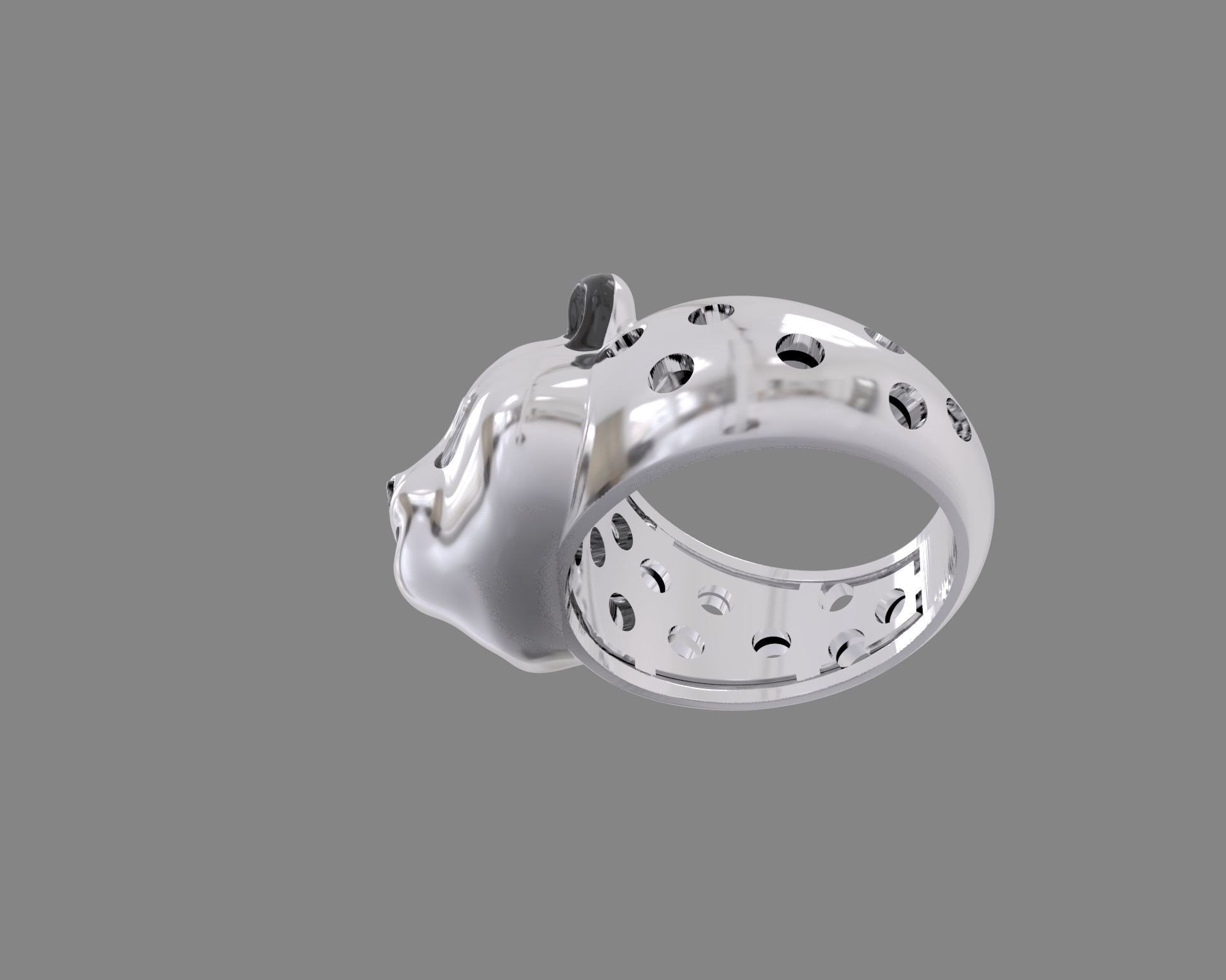 Ring panda bear with enamel and gems 3D print model_2