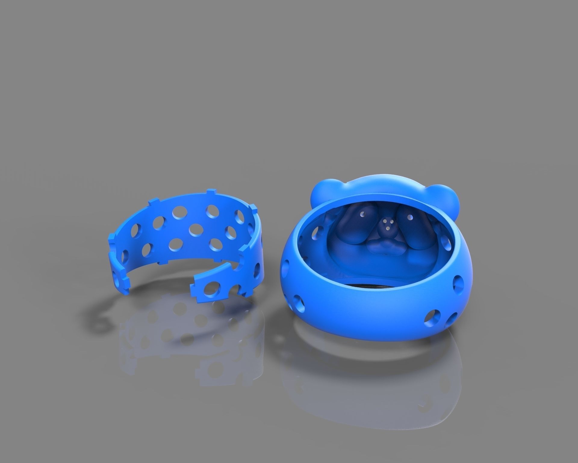 Ring panda bear with enamel and gems 3D print model_6