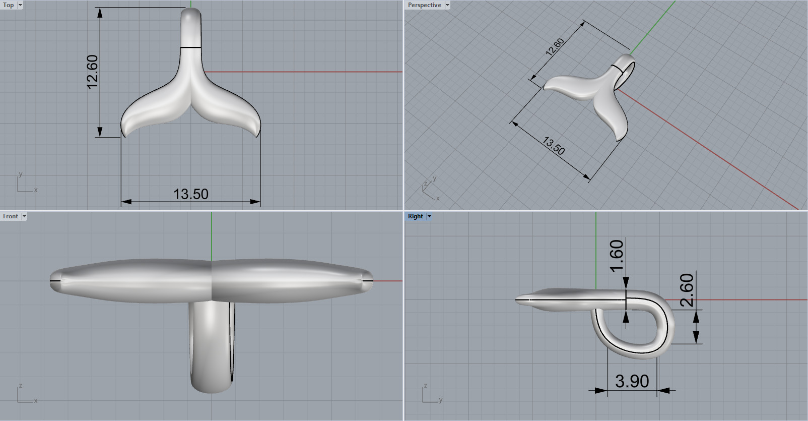 Whale Tail model pendant 3D print model_3