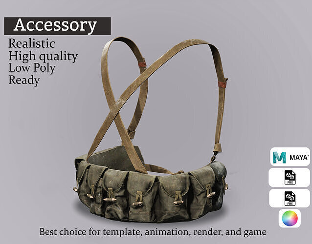 Old-School Ammo Harness - Game Ready Low-poly 3D model