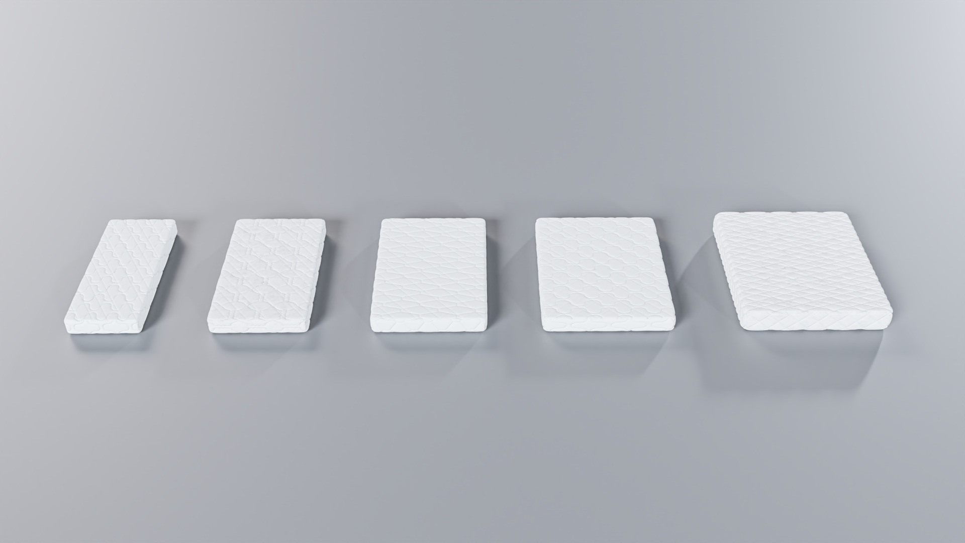 Mattress Pack 5 Sizes Clean 3D Models with Textures Low-poly 3D model_3