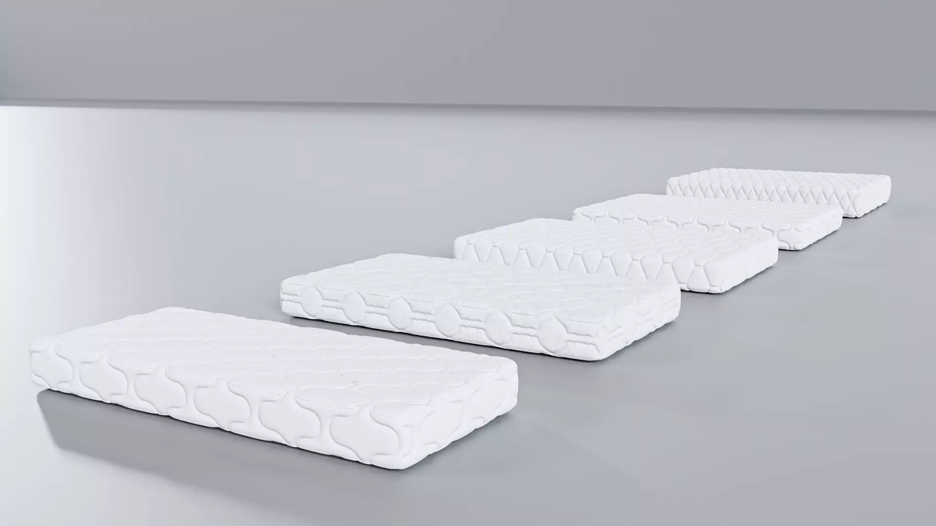 Mattress Pack 5 Sizes Clean 3D Models with Textures Low-poly 3D model_0