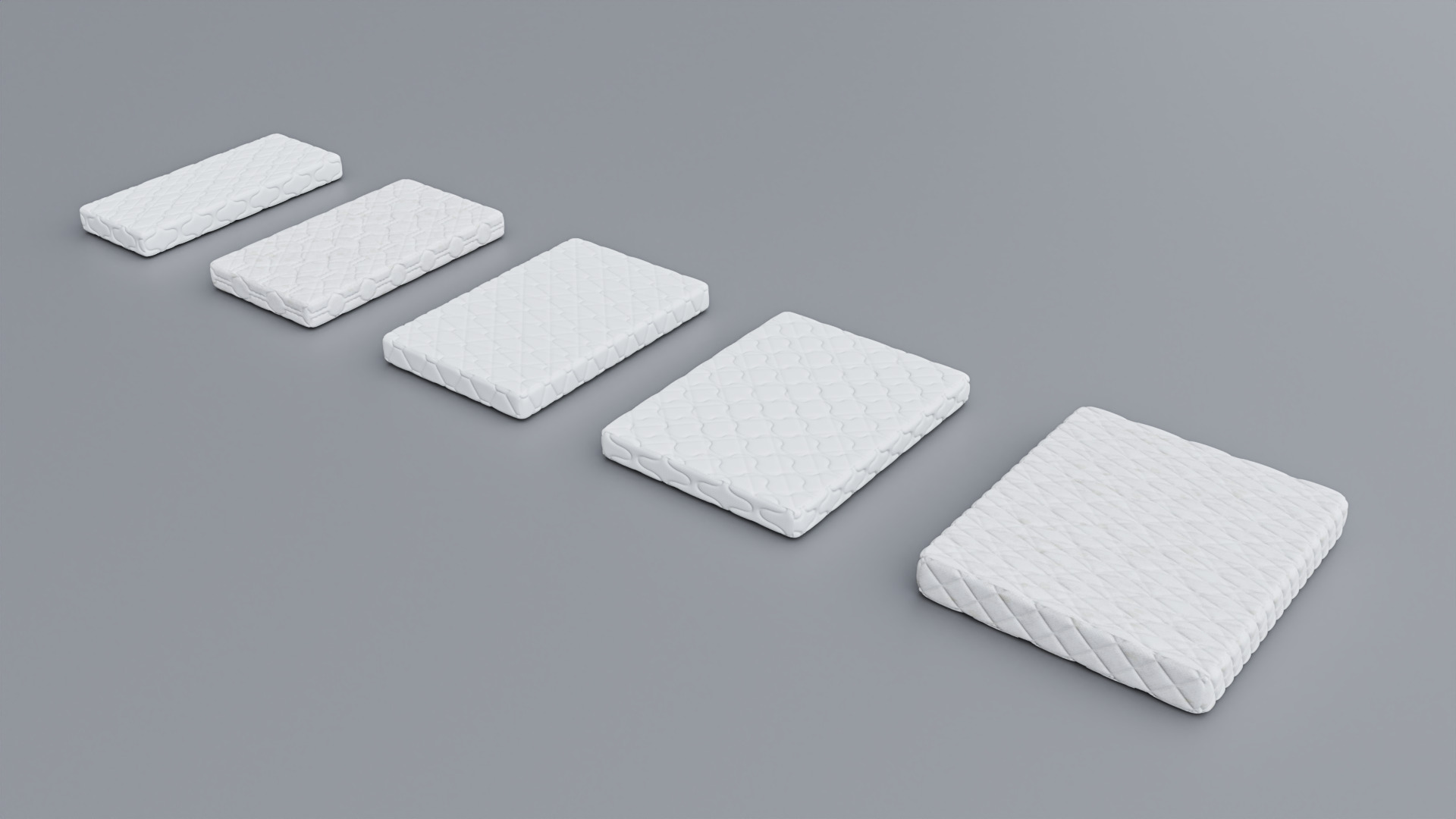 Mattress Pack 5 Sizes Clean 3D Models with Textures Low-poly 3D model_2