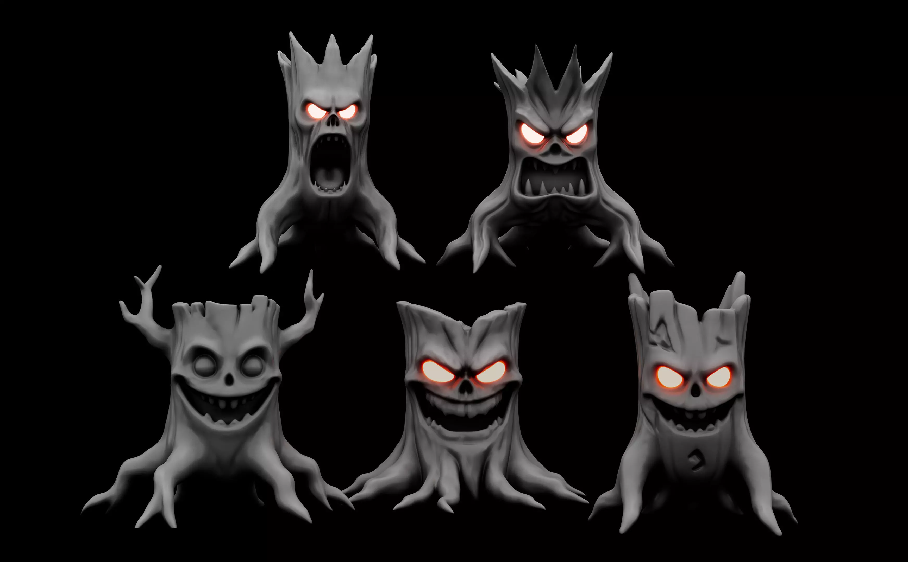 Evil Tree Monster 3D Model Stylized Haunted Forest Creature Low-poly 3D model_0