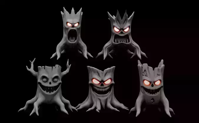 Evil Tree Monster 3D Model Stylized Haunted Forest Creature