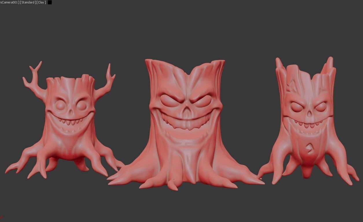 Evil Tree Monster 3D Model Stylized Haunted Forest Creature Low-poly 3D model_8