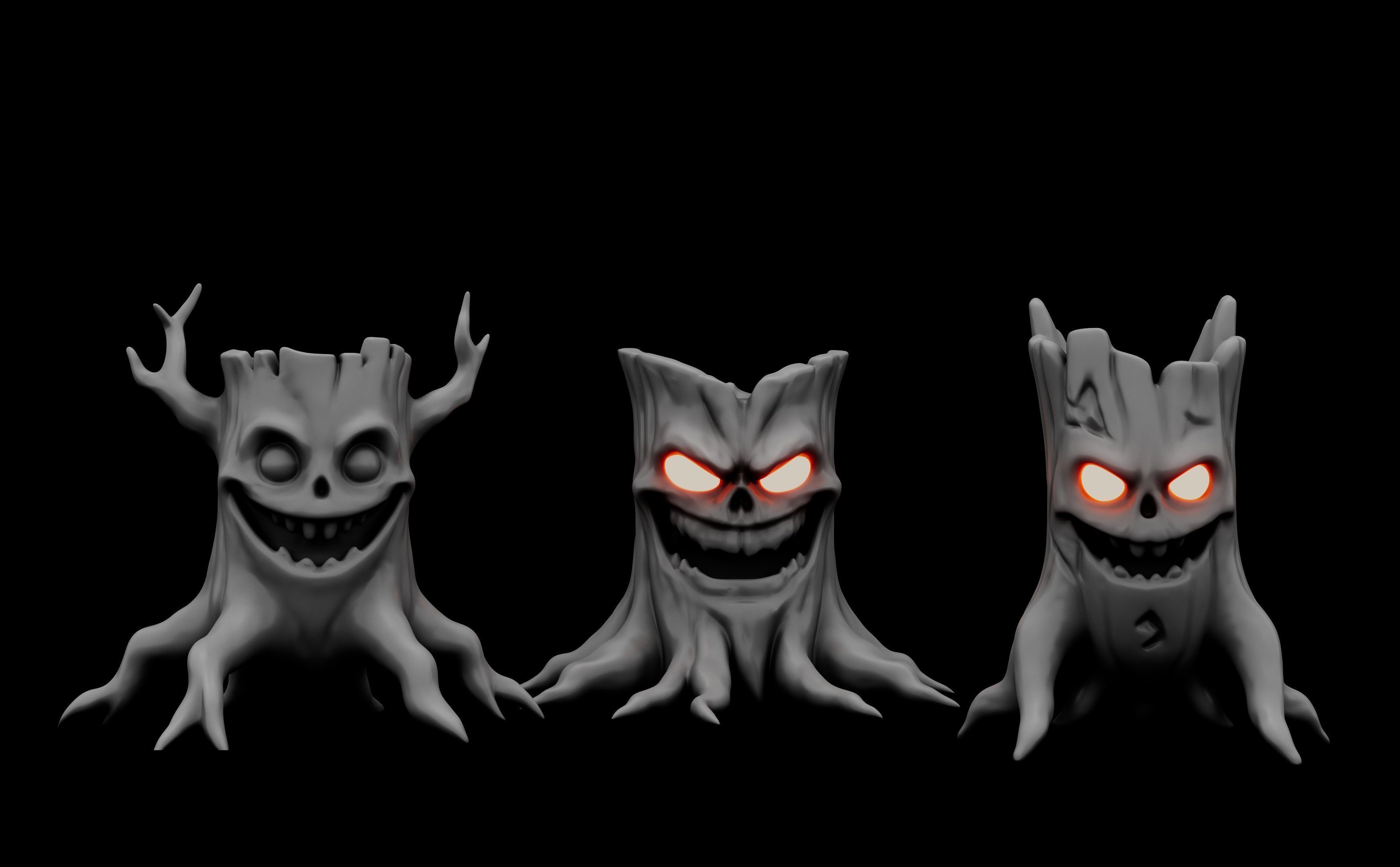 Evil Tree Monster 3D Model Stylized Haunted Forest Creature Low-poly 3D model_9